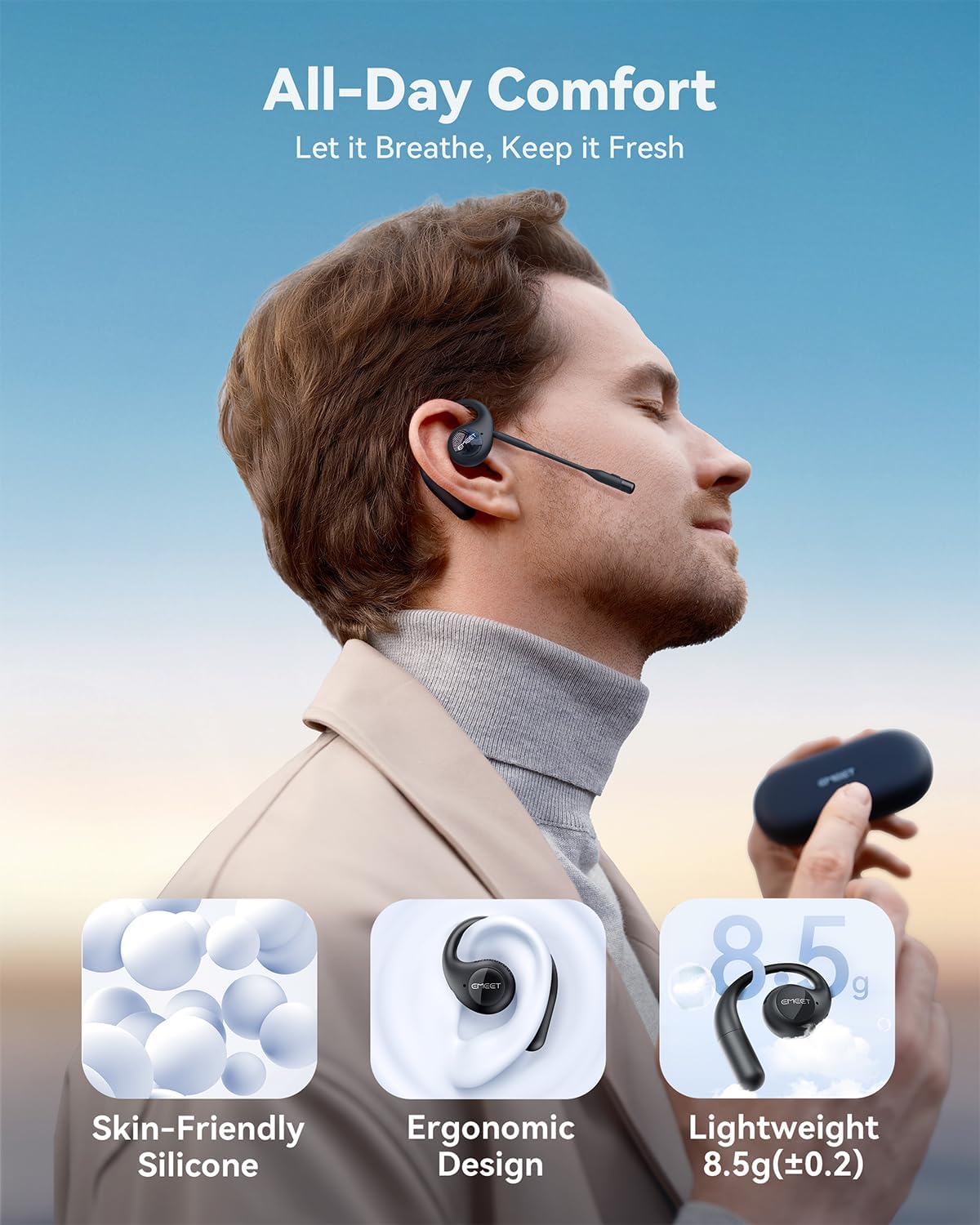 Airflow Open-Ear Headphones with Mic