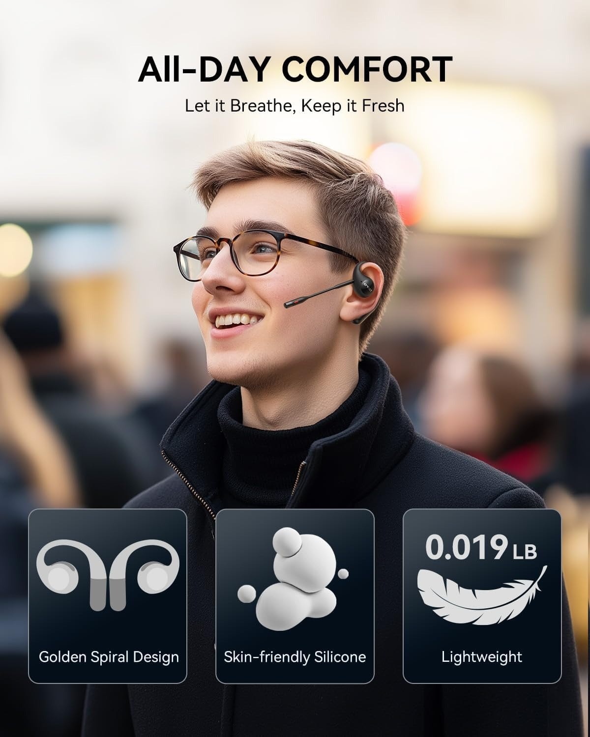 Airflow Open-Ear Headphones with Mic